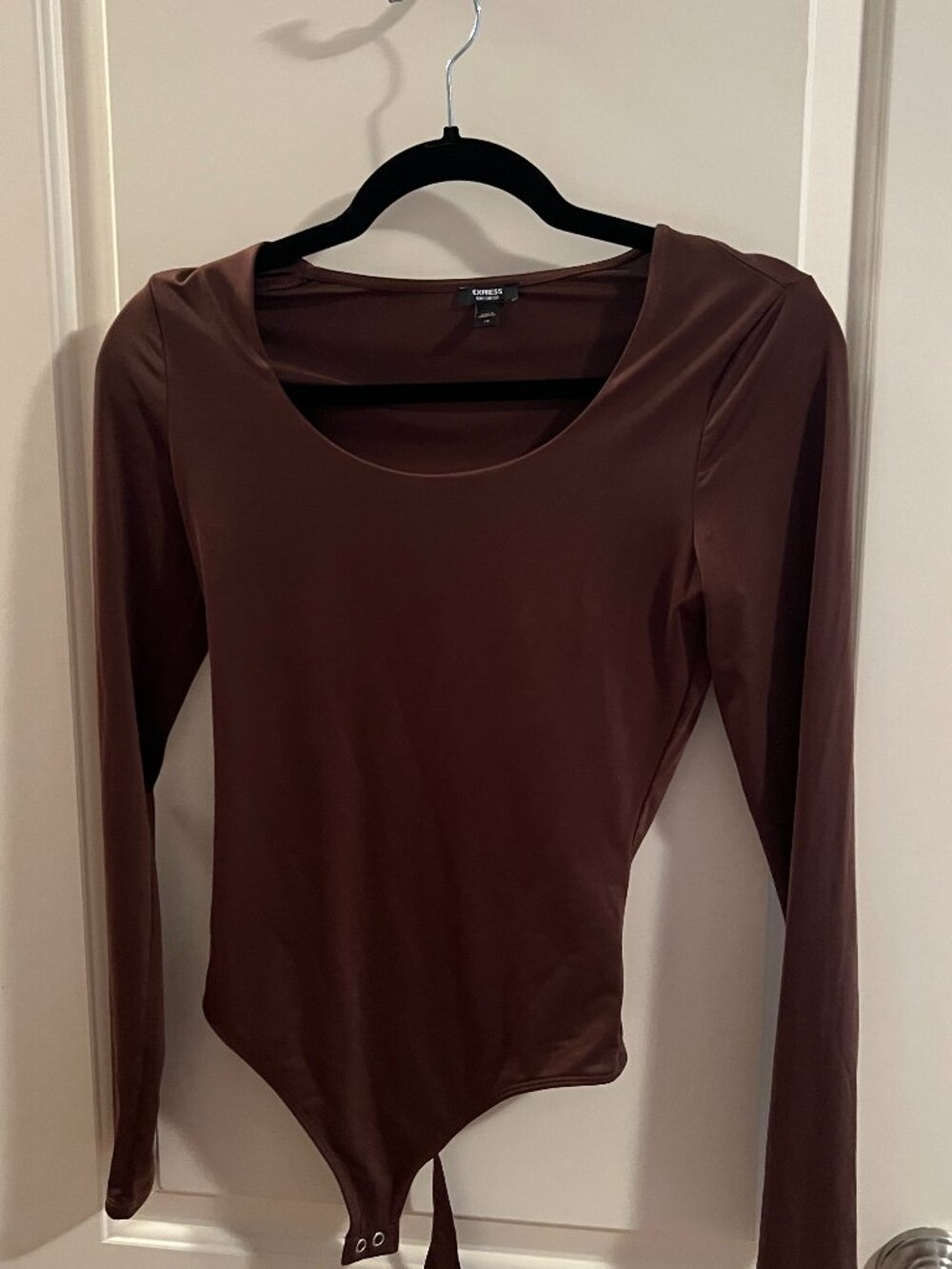 Express Body Contour Brown Long Sleeve Scoop Neck Bodysuit Size XS